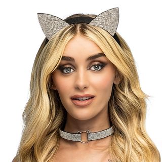 Hårbøjle Katteører & Choker Strass