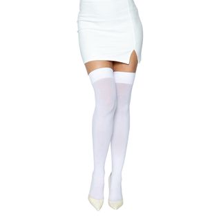 Knæstrømper Nylon Hvide Deluxe