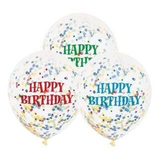 Konfettiballoner Happy Birthday Blå