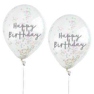 Konfettiballoner Happy Birthday Farveskinnende