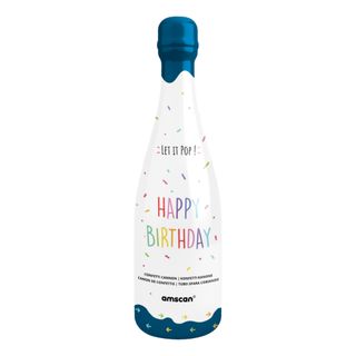 Konfettikanon Flaske Happy Birthday Blå