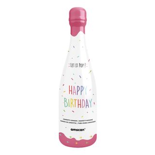 Konfettikanon Flaske Happy Birthday Lyserød