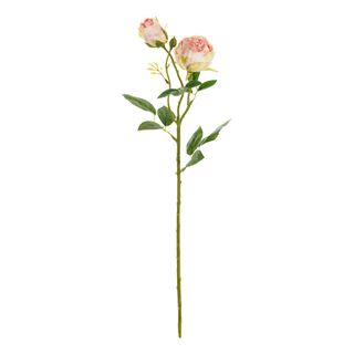 Kunstig Rose med To Knopper Lyserød