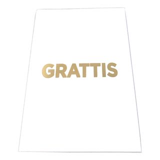Kortti Grattis Valkoinen Kultatekstillä