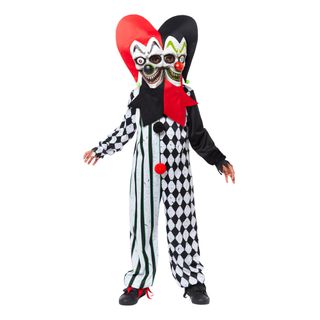 Uhyggeligt Two-Face Gøgler Børnekostume
