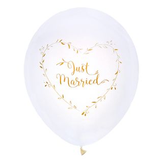 Balloner Just Married Hvid/Guld