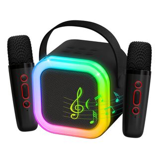 LED Mini Karaokehøjttaler med Mikrofoner