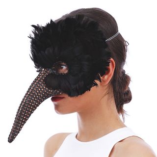 Maske Korp med Fjer Deluxe