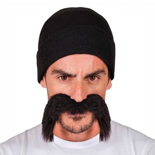 Hue & Moustache Sort Udklædningsfestkit