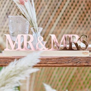 Mr & Mrs Skilt Roséguld Akryl