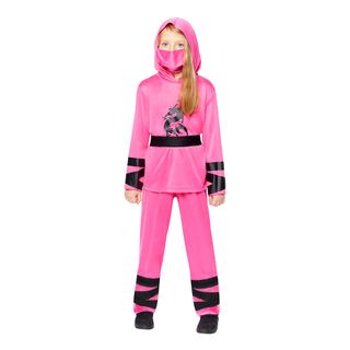 Lyserød Ninja Børnekostume
