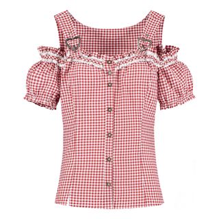 Oktoberfest-bluse Hvid/Rød Ternet