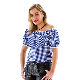 Oktoberfest Bluse Hvid/Blå