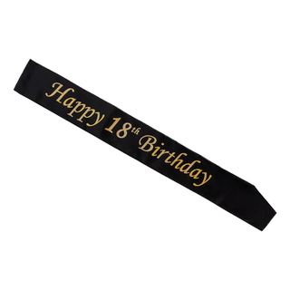 Ordensbånd Happy 18th Birthday Sort/Guld