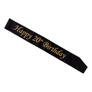 Ordensbånd Happy 20th Birthday Sort/Guld