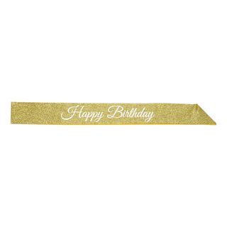 Ordensbånd Happy Birthday Guld Glitter