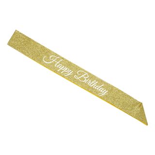 Ordensbånd Happy Birthday Guld Glitter