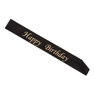 Ordensbånd Happy Birthday Guld/Sort