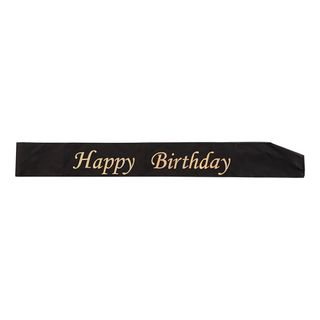 Ordensbånd Happy Birthday Guld/Sort