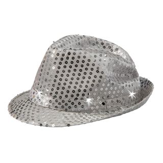 Paillethat Sølv med LED-Belysning