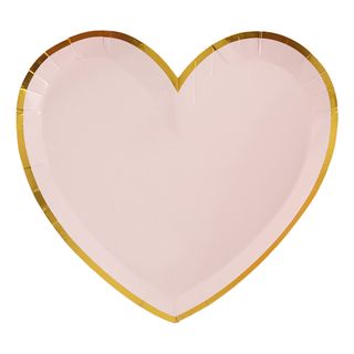 Paptallerkener Hjerteformede Lyserød/Guld