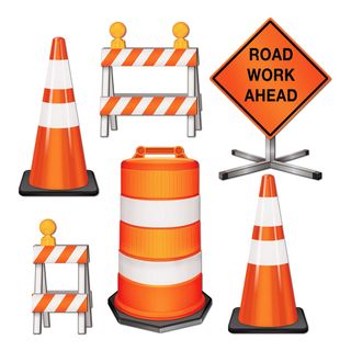 Papdekorationer Road Work Ahead