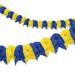 Papirguirlande Blå/Gul Swirls