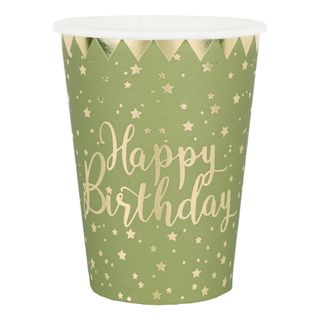 Papkrus Happy Birthday Guld/Grøn