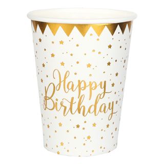 Papkrus Happy Birthday Guld/Hvid