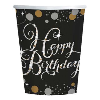 Papkrus Happy Birthday Sølv/Guld Glitter