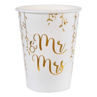 Papkrus Mr & Mrs Hvid/Guld