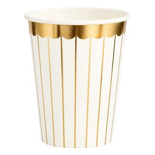 Pahvimukit Valkoinen/Kulta Stripe Metallic