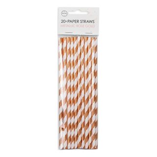 Papsugerør Roséguld Metallic Stribede