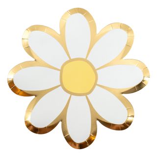 Paptallerken Blomster Guldfolie