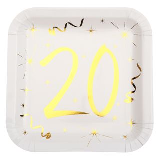 Paptallerkener 20 Hvid/Guld