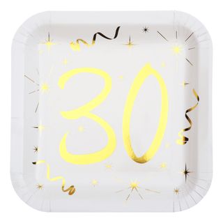 Paptallerkener 30 Hvid/Guld
