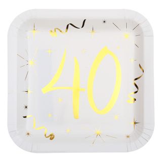Paptallerkener 40 Hvid/Guld