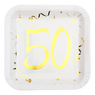 Paptallerkener 50 Hvid/Guld