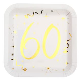 Paptallerkener 60 Hvid/Guld