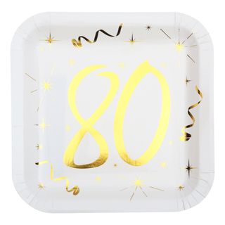 Paptallerkener 80 Hvid/Guld