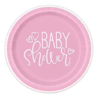 Paptallerkener Baby Shower Lyserød