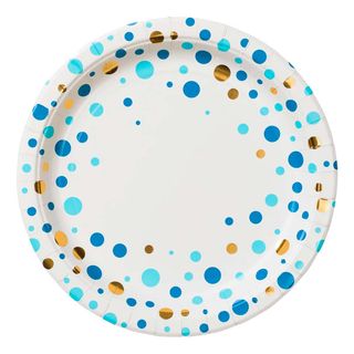 Paptallerkener Blå/Guld Prikker