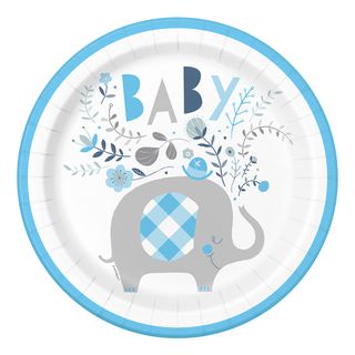 Paptallerkener Elefant Baby Blå