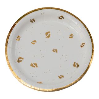 Paptallerken Fødder Guld/Hvid