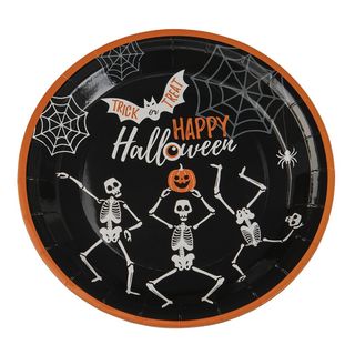 Paptallerkener Halloween Skelet