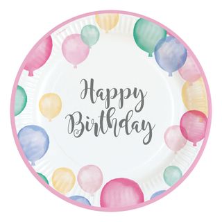 Paptallerkener Happy Birthday Pastel Mix