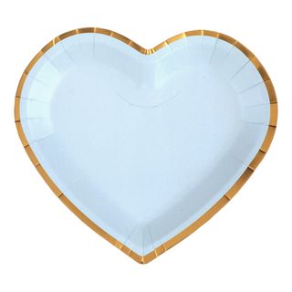 Paptallerkener Hjerte Lyseblå/Guld