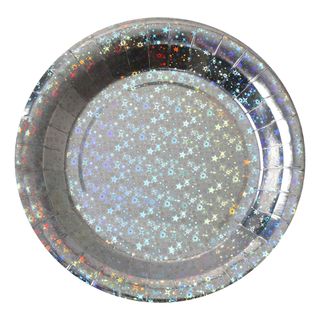 Paptallerkener Holografisk Sølv