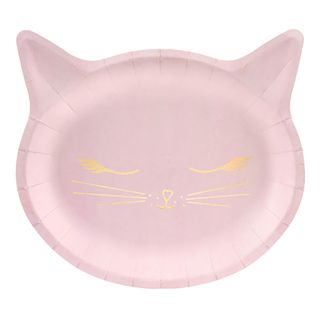 Paptallerkener Kat Lyserød