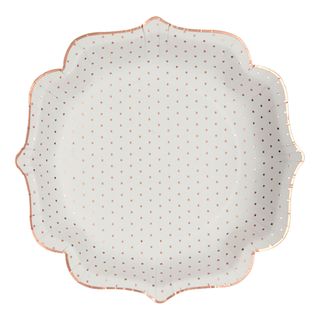 Paptallerkener Prikkede Hvid/Rosaguld